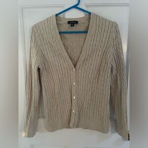 Lands' End Cream Buttondown Cardigan